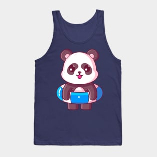 Cute panda with swimming ring summer vacation Tank Top